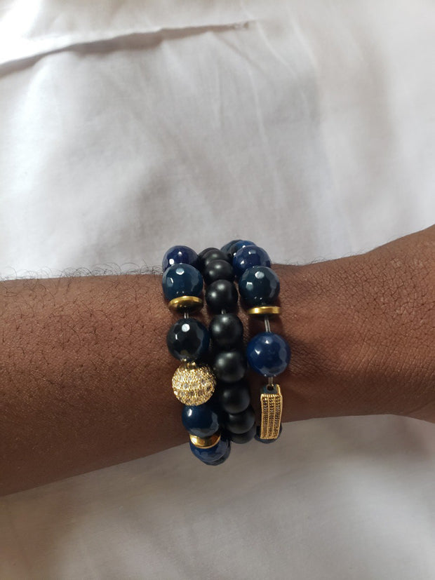 3 set royal blue tiger eye bracelet heal crystal Healing Gemstone with jewelry