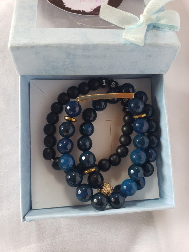 3 set royal blue tiger eye bracelet heal crystal Healing Gemstone with jewelry