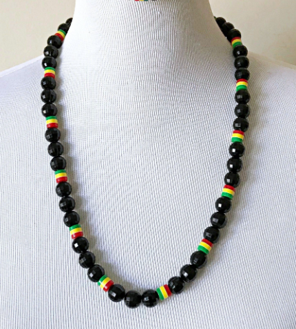 Handmade necklace-Reggae Necklace-Rasta Beaded Necklace-Rastafarian Necklace-Red Yellow Green Necklace-african necklace-